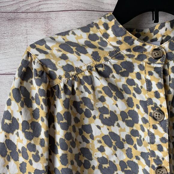 Cabi Providence Shirt Jacket Yellow Gray Leopard Print Safari Shacket Size M - Picture 13 of 16